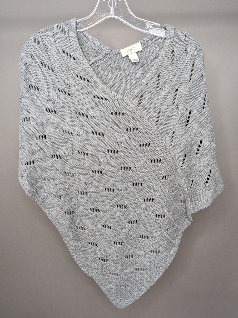 LOFT Light Gray Knit Poncho Sweater